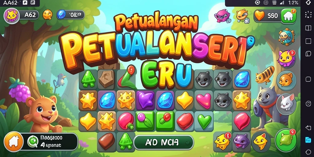 Gameplay seru di AA62, penuh warna dan tantangan Match-3.