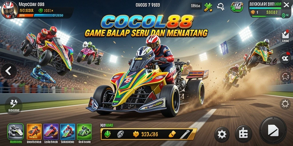 Tampilan gameplay balap yang mendebarkan di COCOL88.