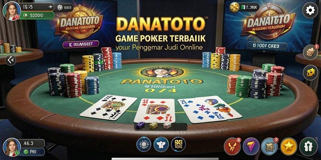 Tampilan gameplay menegangkan saat bermain Poker di DANATOTO.