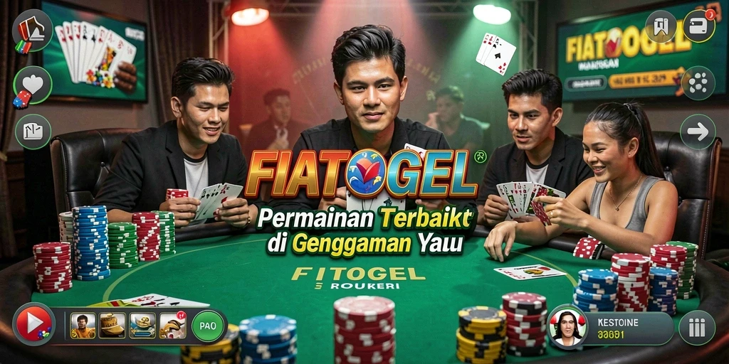 Screenshot utama FIATOGEL dengan tampilan permainan Poker yang seru.