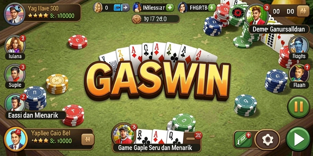 Screenshot GASWIN menampilkan gameplay Gaple yang seru dan interaktif.