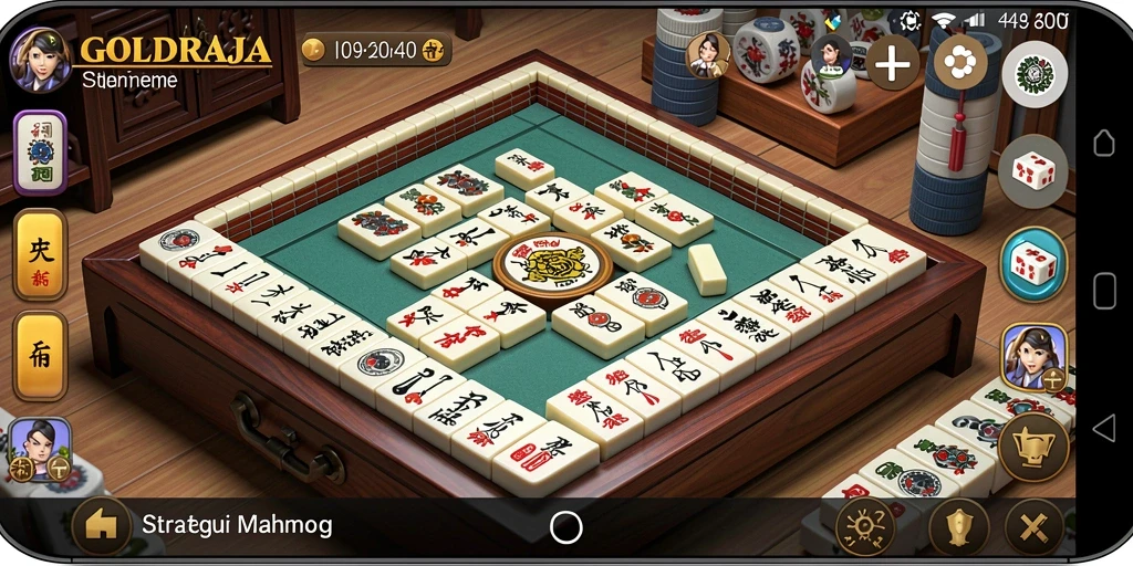 Tampilan permainan <strong>GOLDRAJA</strong> dengan grafis Mahjong yang menarik dan gameplay yang seru.