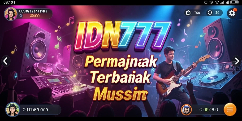 Tampilan gameplay IDN777 dengan berbagai pilihan musik dan mode permainan.