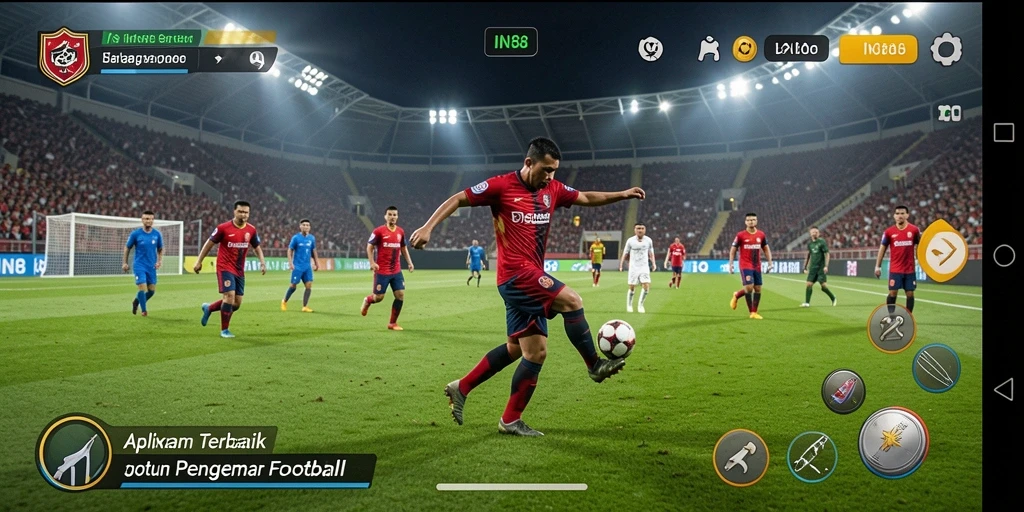 Screenshot gameplay IN88 menampilkan aksi seru permainan sepak bola.