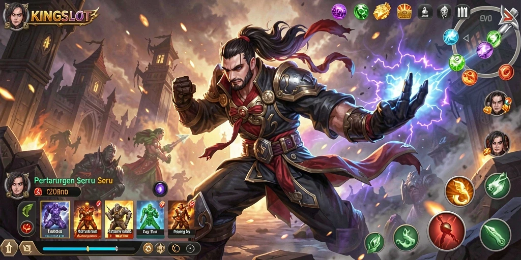 Tampilan gameplay KINGSLOT yang intens dan mendebarkan.