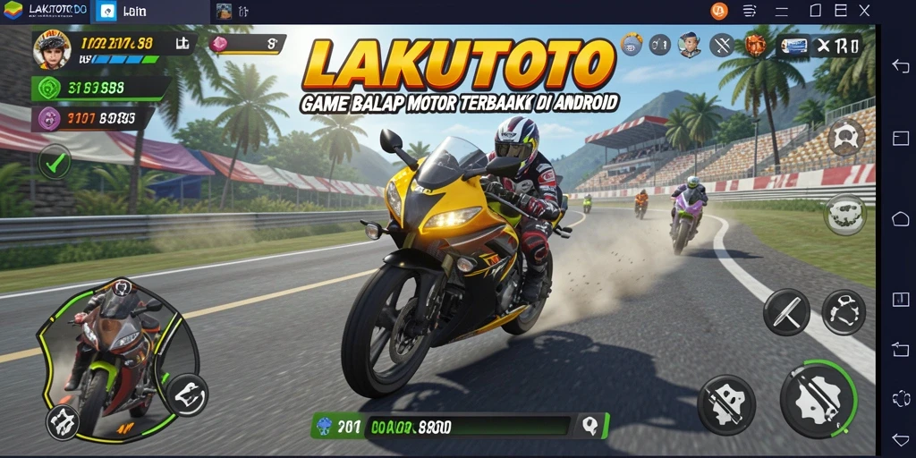 Gameplay menegangkan dari LAKUTOTO saat balap motor.
