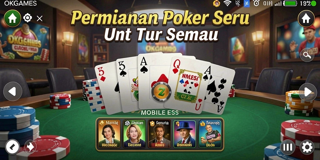 Tampilan menarik dari gameplay Poker di OKGAMES.