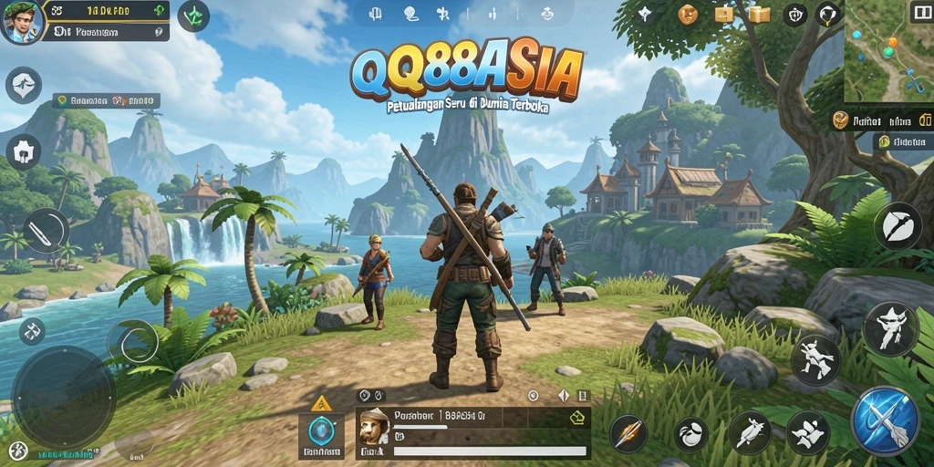 Tampilan gameplay <strong>QQ88ASIA</strong> menampilkan dunia terbuka yang luas dan penuh petualangan.