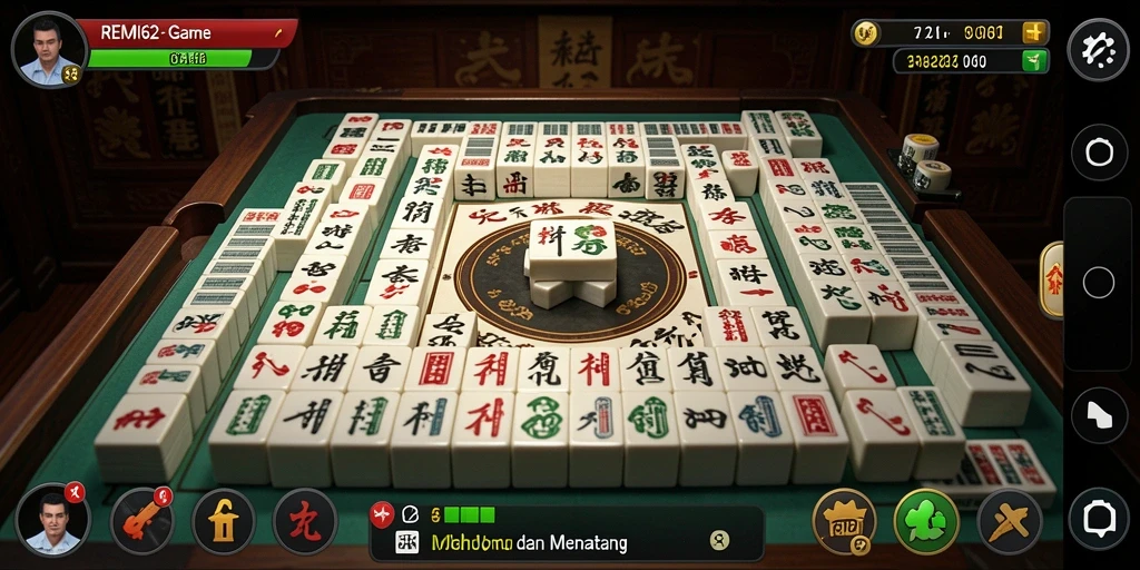 Tangkapan layar gameplay <strong>REMI62</strong> yang menampilkan keseruan Mahjong.
