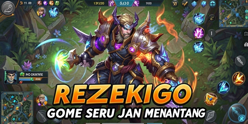 Tampilkan aksi seru dalam pertempuran MOBA REZEKIGO.