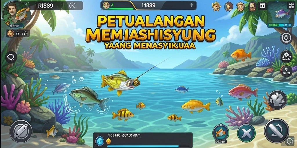 Tampilan gameplay RI889 yang menarik saat menangkap ikan di lautan.