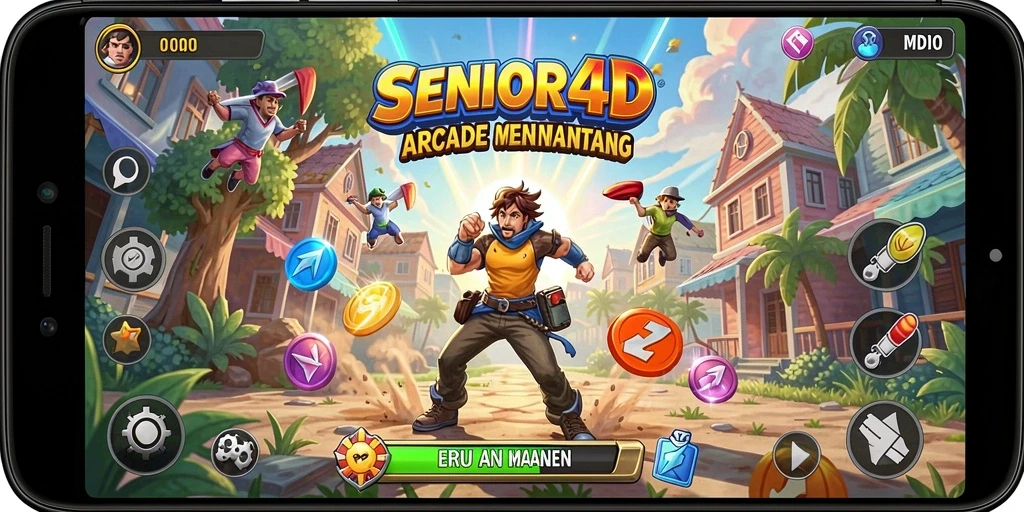 Tampilan gameplay SENIOR4D yang penuh warna dan menantang.