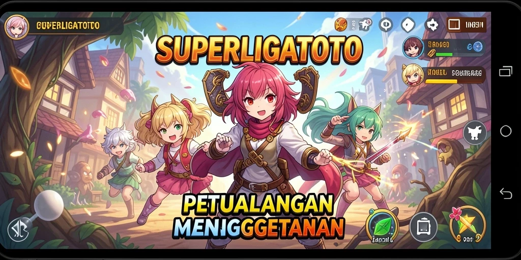 Screenshot gameplay <strong>SUPERLIGATOTO</strong> yang menampilkan karakter Anime beraksi.